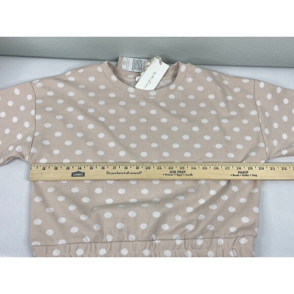 By The River Women Large Polka Dot Sweatshirt Cropped Faded Pink Casual NWT - Picture 8 of 9